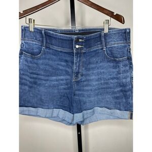 APT 9 Womens‎ Denim Shorts Cuffed High Waist Stretch Blue Size 16 Short
